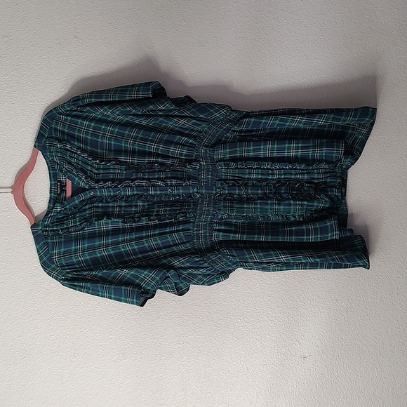 Torrid Plaid Short Sleeve Ruffled Front Top Size 4 - Picture 1 of 5